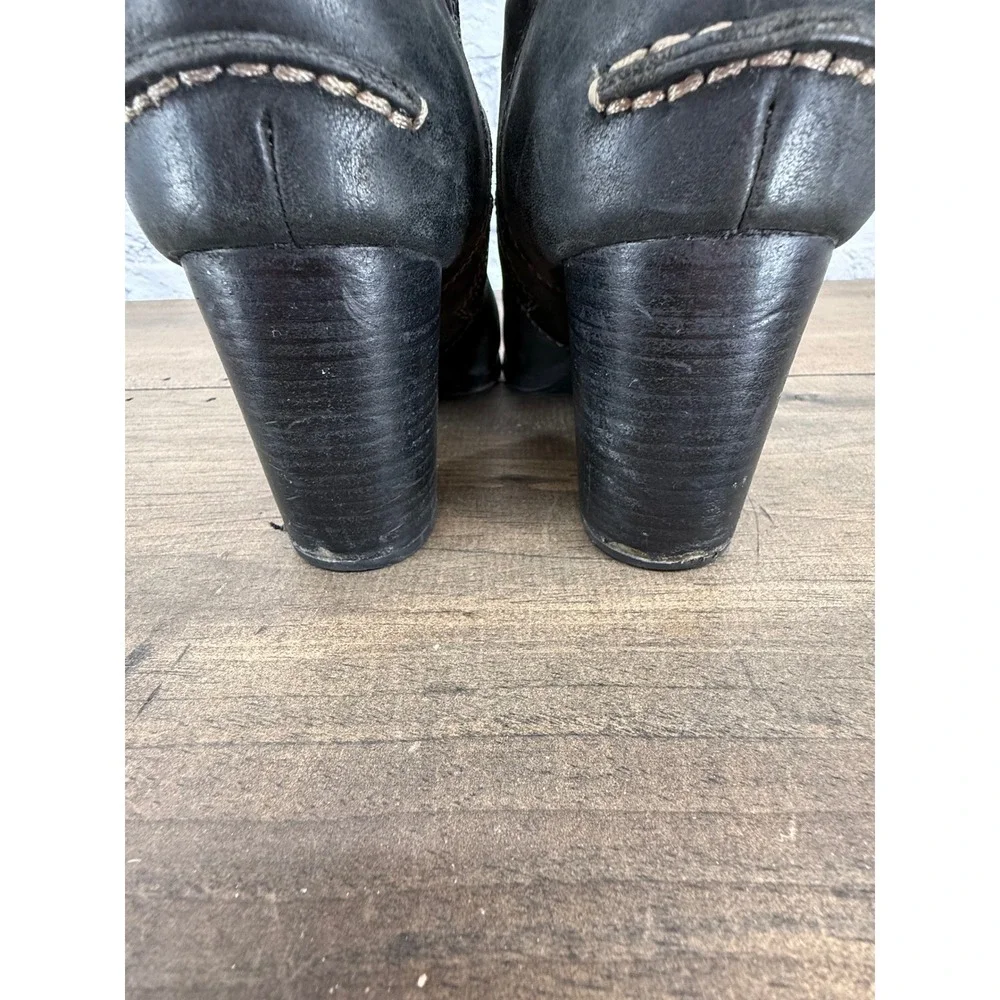 Sperry Top-Sider Dasher Grace Black Leather Ankle Booties Heeled Moto Boots 10